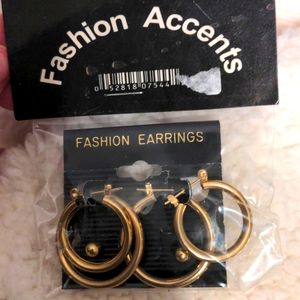❤️ Set of 2 Gold Hoop Pierced Earrings